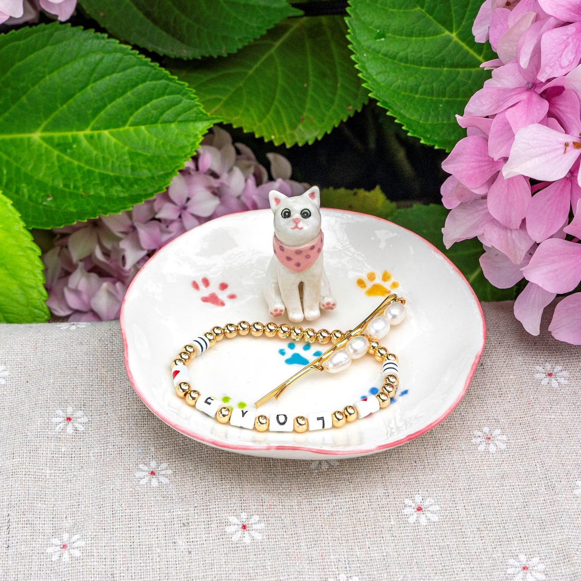 Handmade Pet Figurine Ceramic Jewelry Dish Wedding Memorial Christmas Gift For Pet Lovers