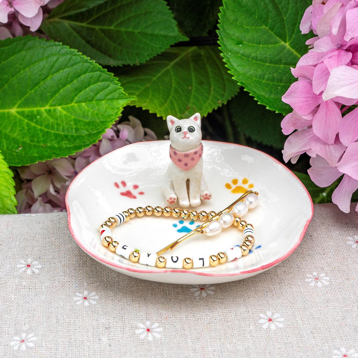 Handmade Pet Figurine Ceramic Jewelry Dish Wedding Memorial Christmas Gift For Pet Lovers