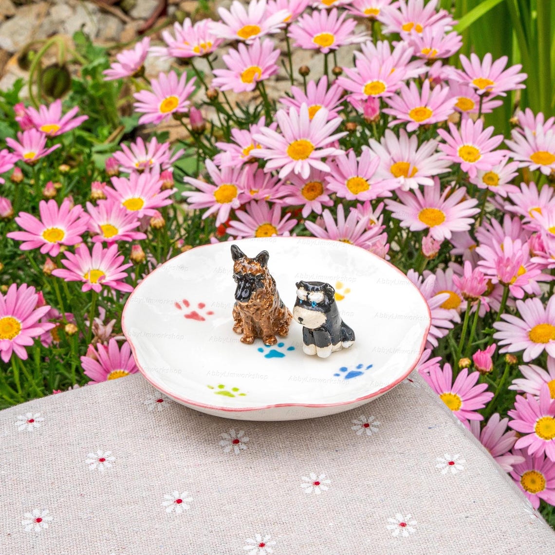 Handmade Pet Figurine Ceramic Jewelry Dish Wedding Memorial Christmas Gift For Pet Lovers