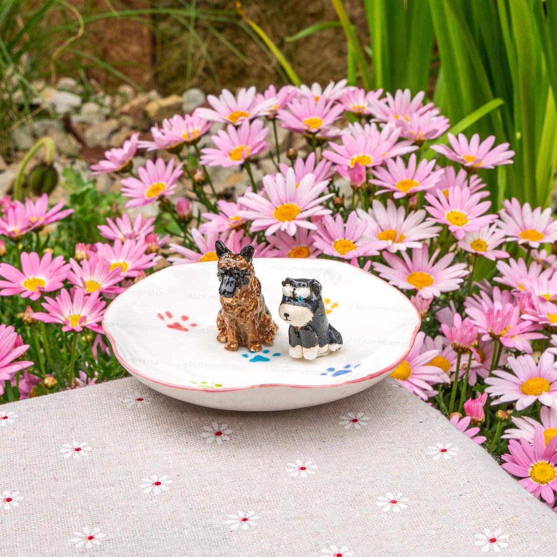 Handmade Pet Figurine Ceramic Jewelry Dish Wedding Memorial Christmas Gift For Pet Lovers