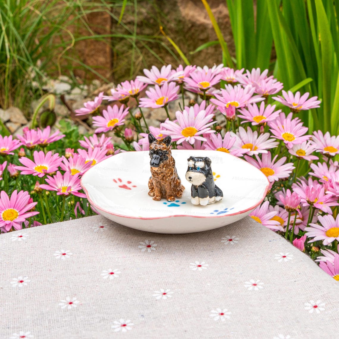 Handmade Pet Figurine Ceramic Jewelry Dish Wedding Memorial Christmas Gift For Pet Lovers