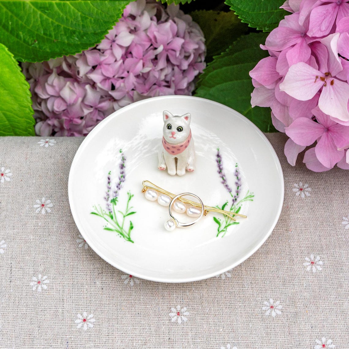 Handmade Custom Dog Cat Figurine Ceramic Jewelry Dish Unique Gift For Pet Lovers