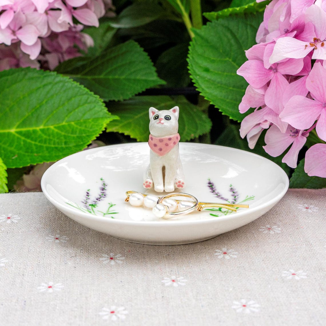 Handmade Custom Dog Cat Figurine Ceramic Jewelry Dish Unique Gift For Pet Lovers