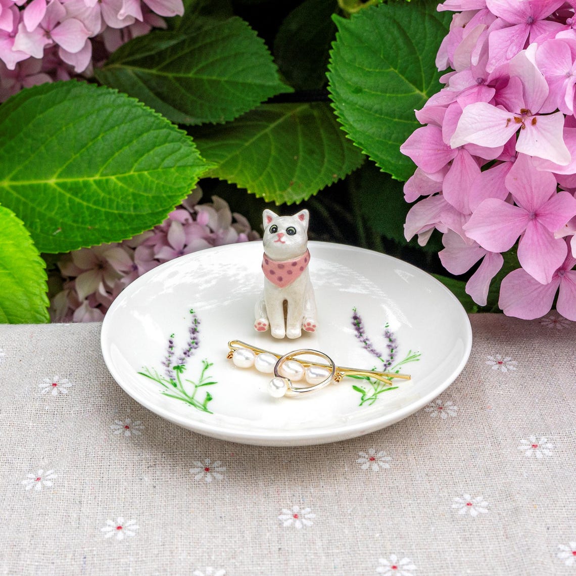 Handmade Custom Dog Cat Figurine Ceramic Jewelry Dish Unique Gift For Pet Lovers