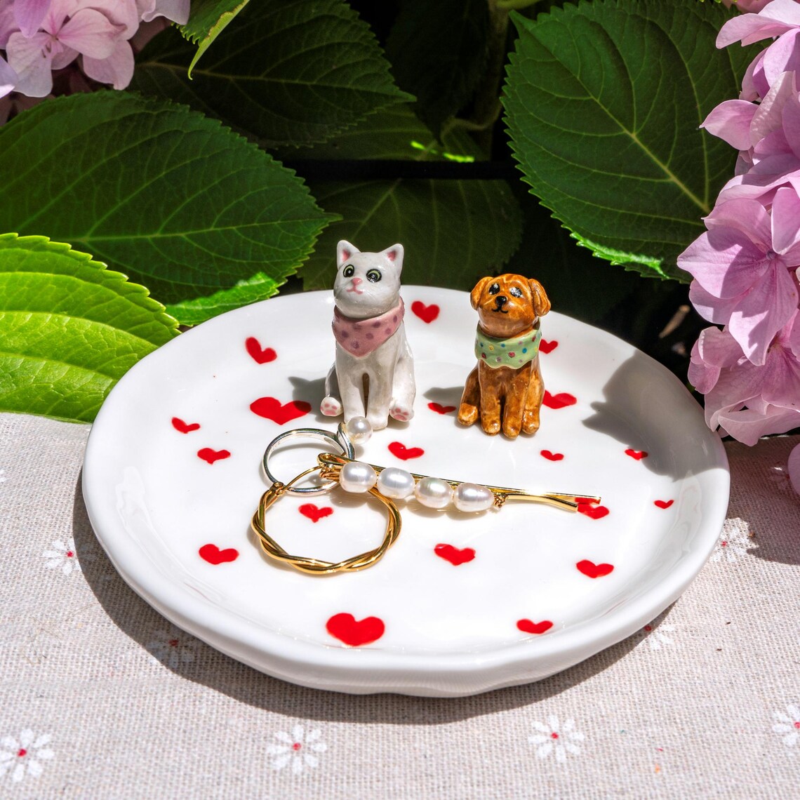 Custom Dog Cat Figurine Jewelry Dish Gift For Pet Lovers Chrismas Keepsake Gift