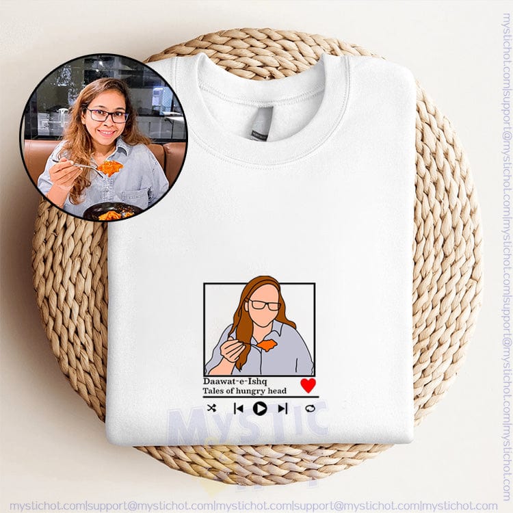Sudadera bordada personalizada Retrato Reproductor de música Pareja Regalo familiar