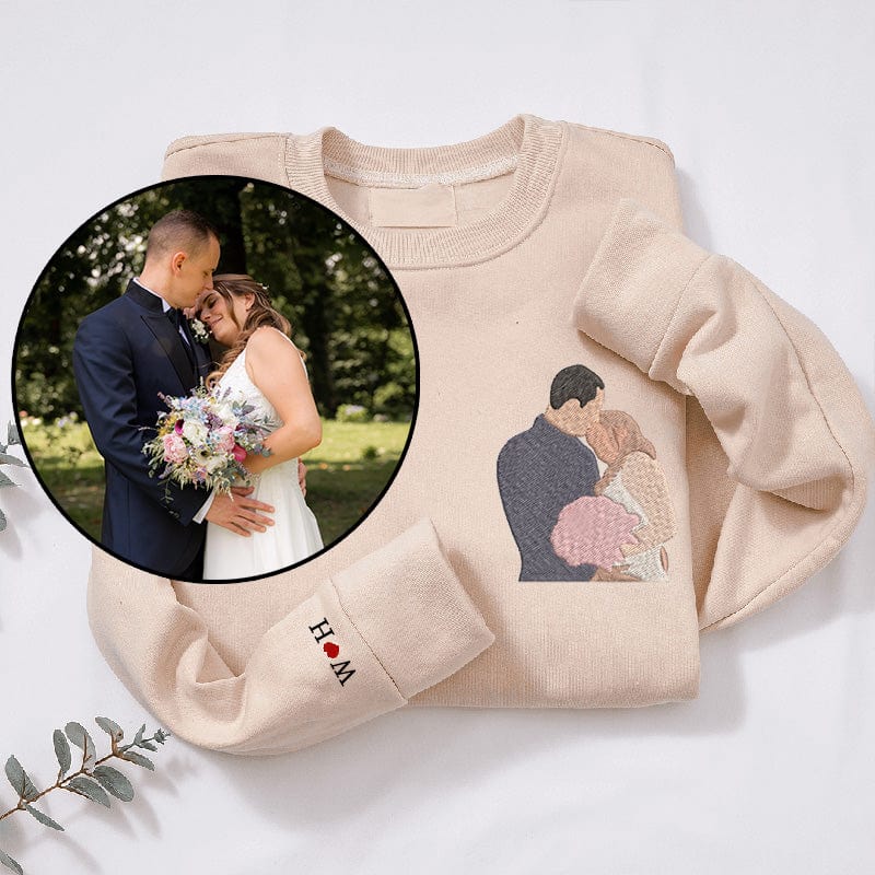 Sudadera bordada personalizada Retrato Reproductor de música Pareja Regalo familiar