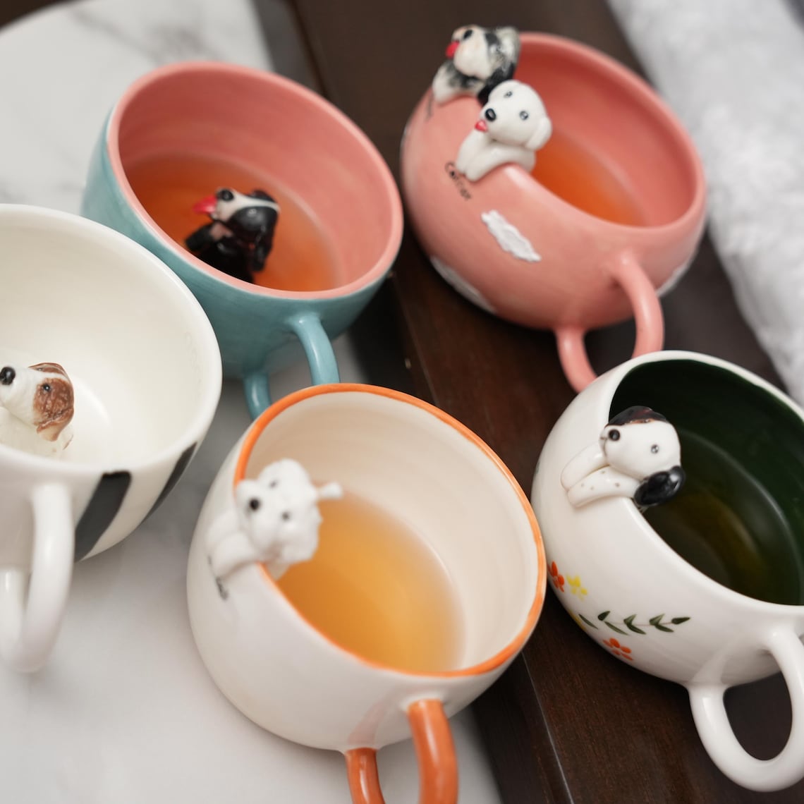 Custom Pet Figurine Mug with Name – Handmade Cat & Dog Ceramic Mug Christmas Keepsake Gift for Pet Lovers