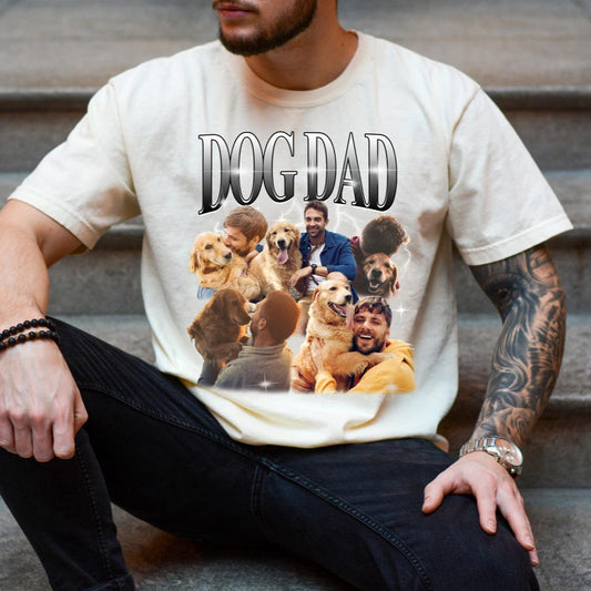Custom Bootleg Pet Photo Vintage T-Shirt – Personalized Father's Day Gift for Dog & Cat Lovers