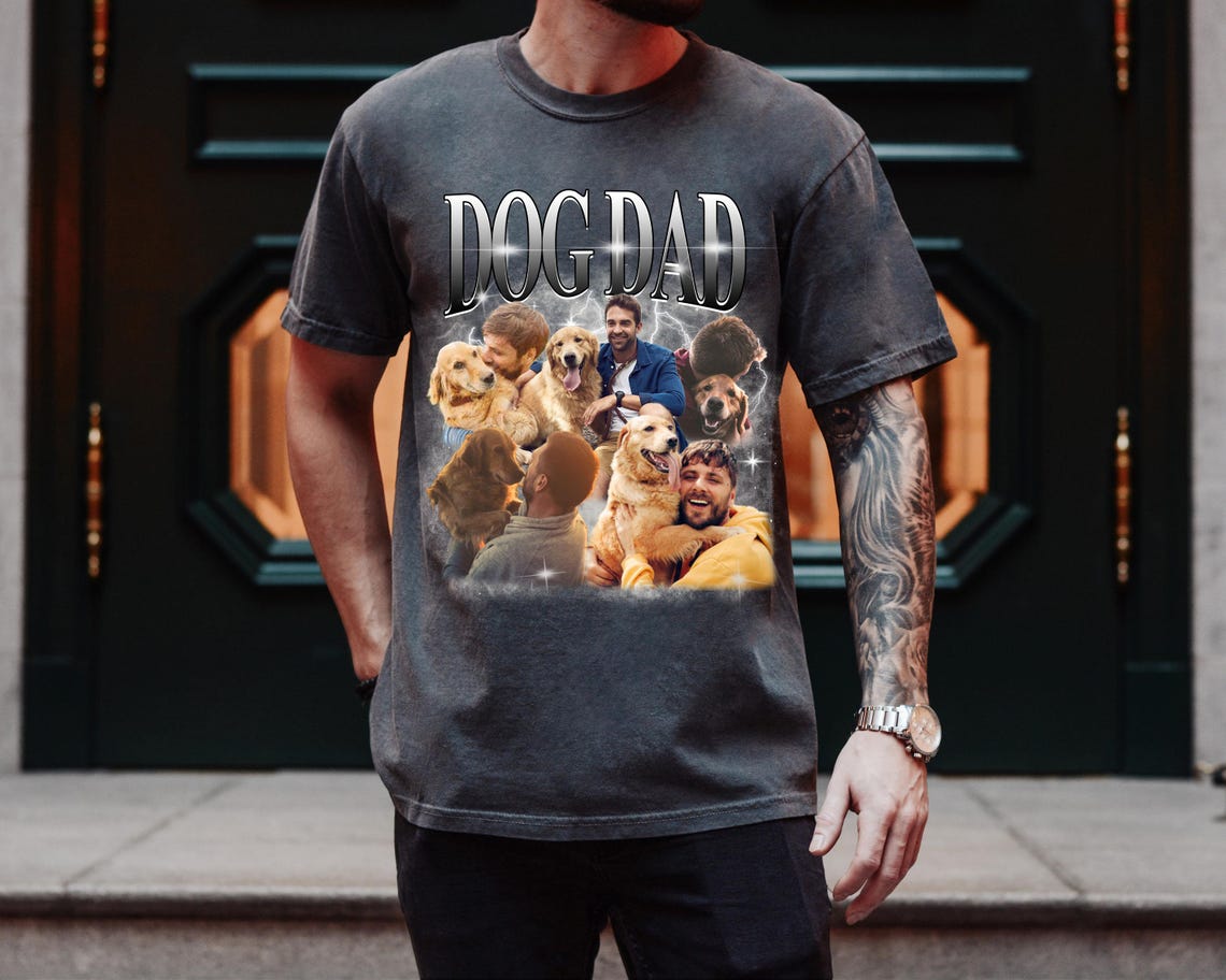 Personalisiertes Vintage-T-Shirt mit Haustierfotos, Geschenk für Tierliebhaber