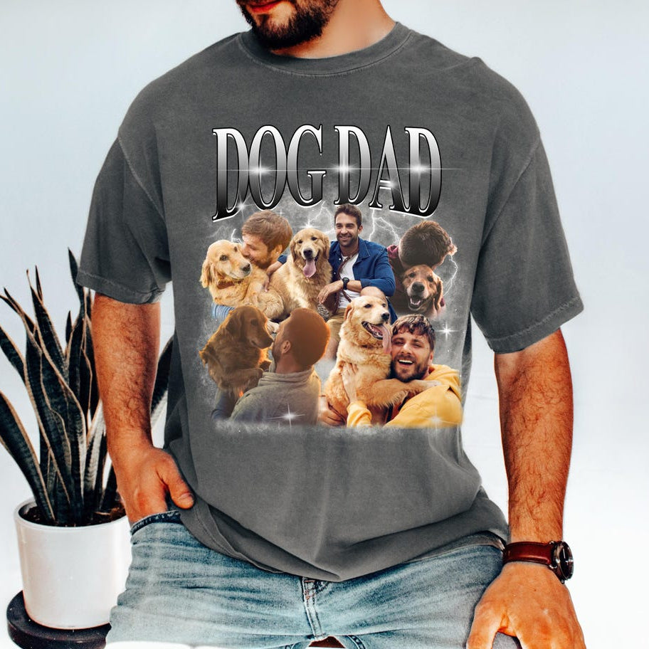 Personalisiertes Vintage-T-Shirt mit Haustierfotos, Geschenk für Tierliebhaber