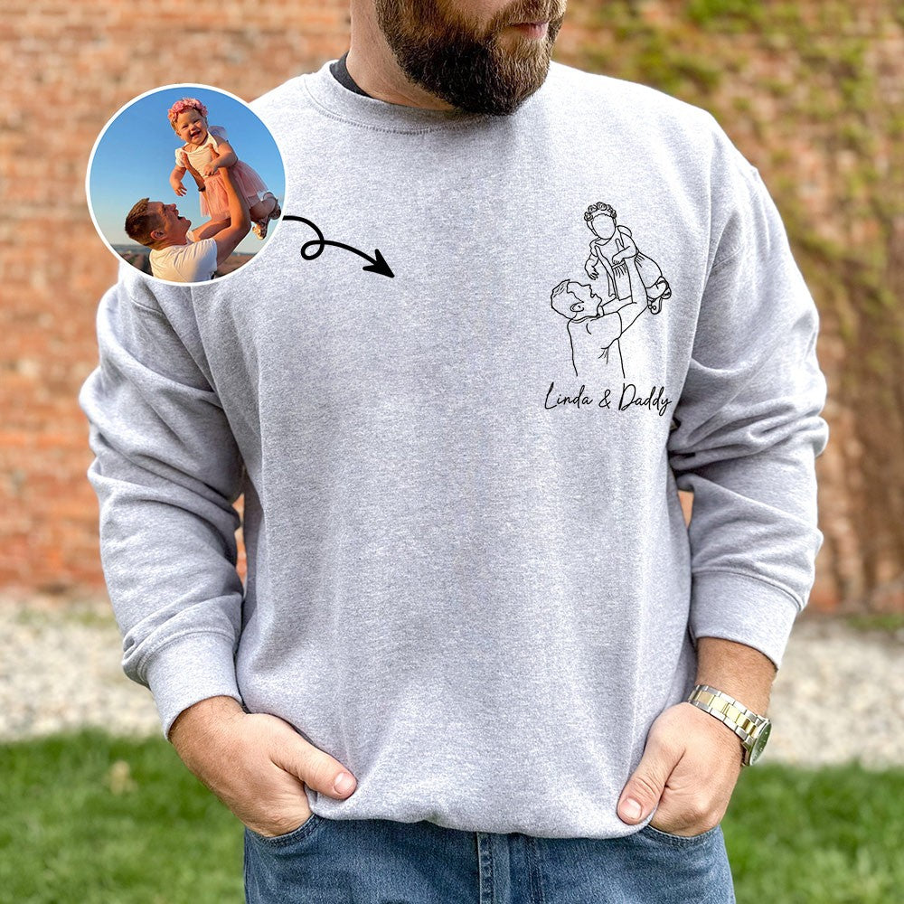 Sudadera con capucha bordada personalizada para papá con nombre del niño y fecha de nacimiento para el Día del Padre