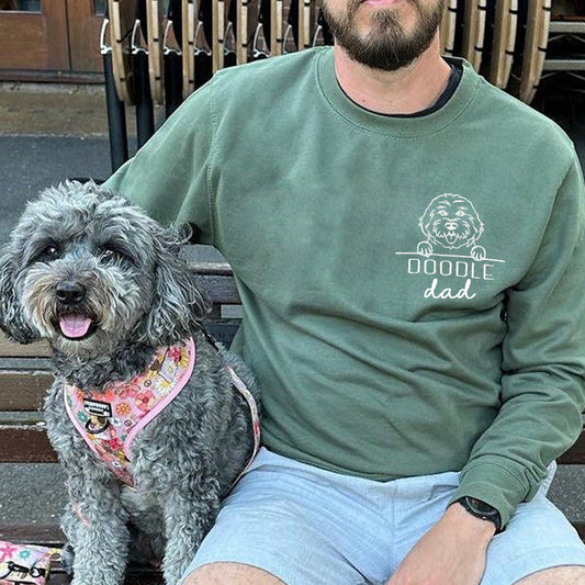 Embroidered Dog Dad Sweatshirt Hoodie With Pet Portrait and Pet Names Father's Day Gift For Pet Lovers