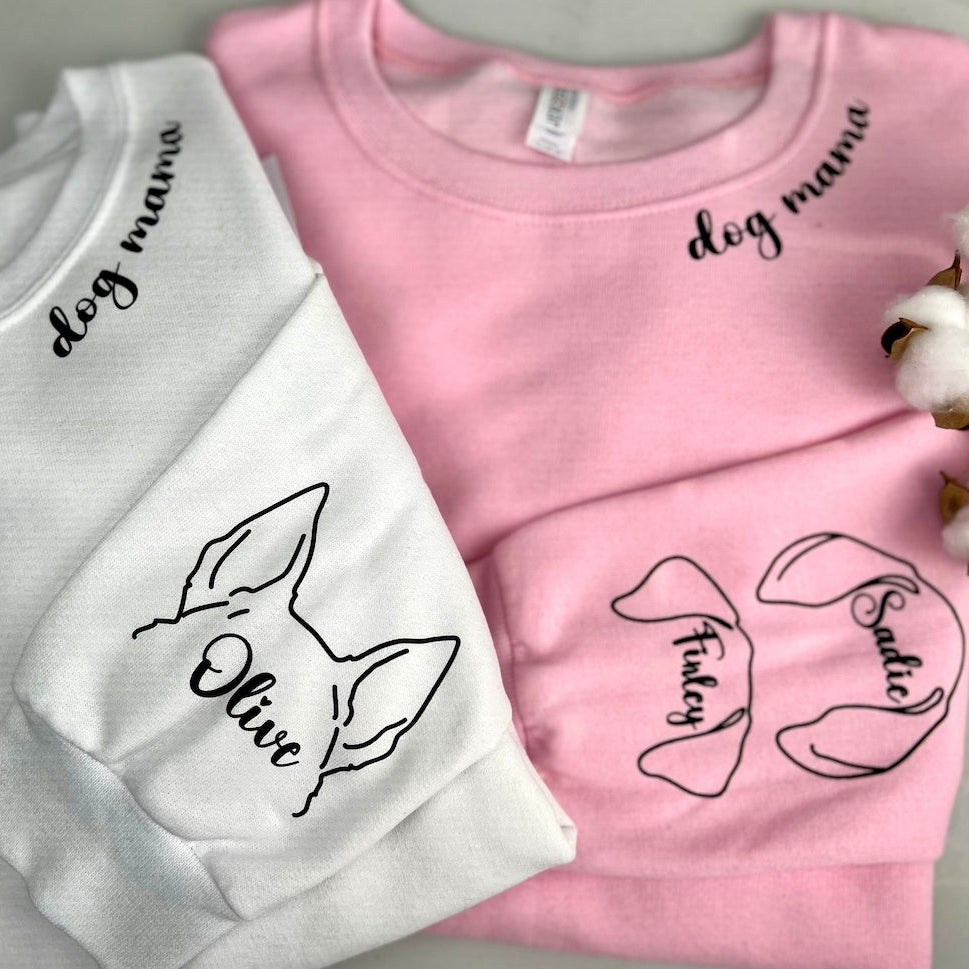 Personalisiertes Hundemama-Sweatshirt mit Kosenamen am Ärmel
