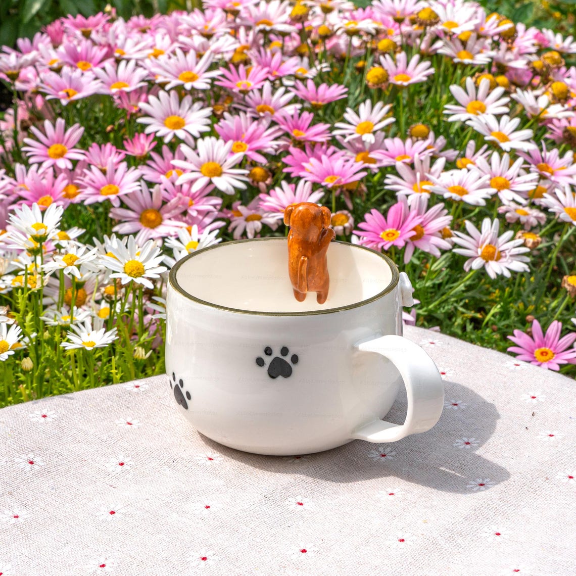 Custom Pet Figurine Mug with Name – Handmade Cat & Dog Ceramic Mug Christmas Keepsake Gift for Pet Lovers