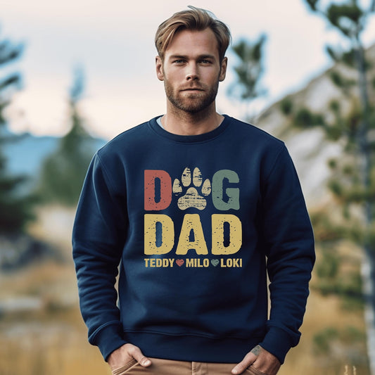 Personalized Dog Dad Sweatshirt with Pet Names Father's Day Christmas Gift For Pet Lovers