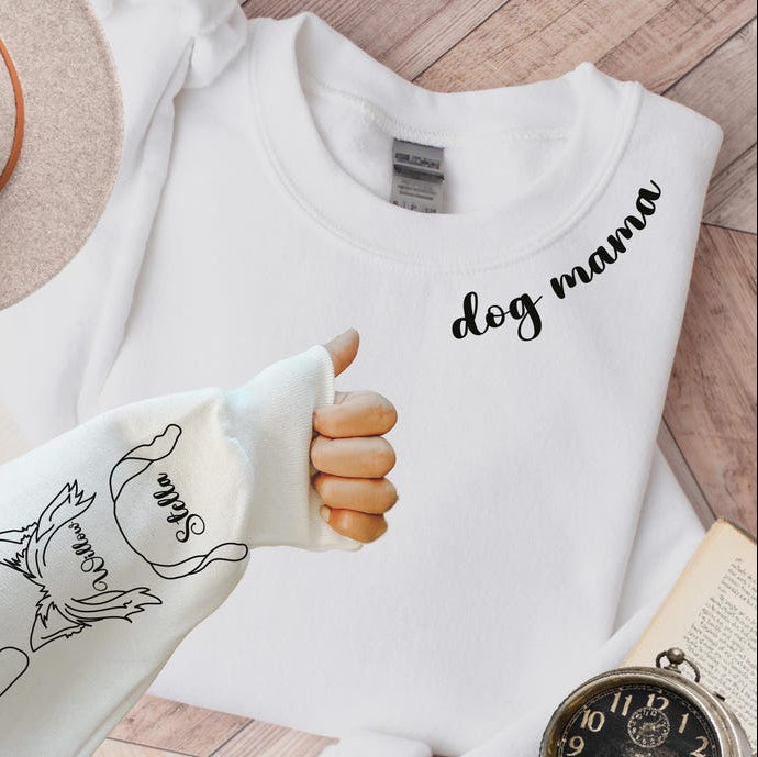 Personalisiertes Hundemama-Sweatshirt mit Kosenamen am Ärmel