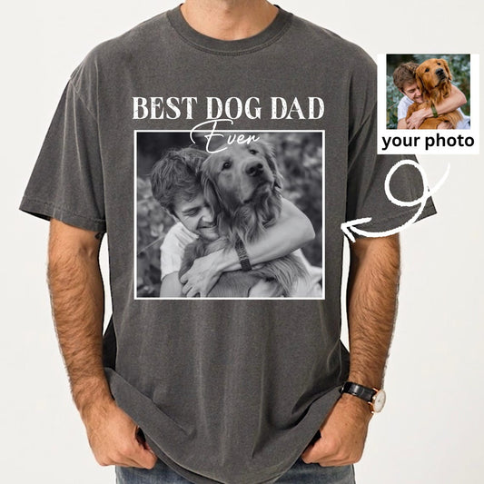 Personalized Best Dog Dad Ever Tshirt with Photo Father's Day Keepsake Gift For Pet Lovers
