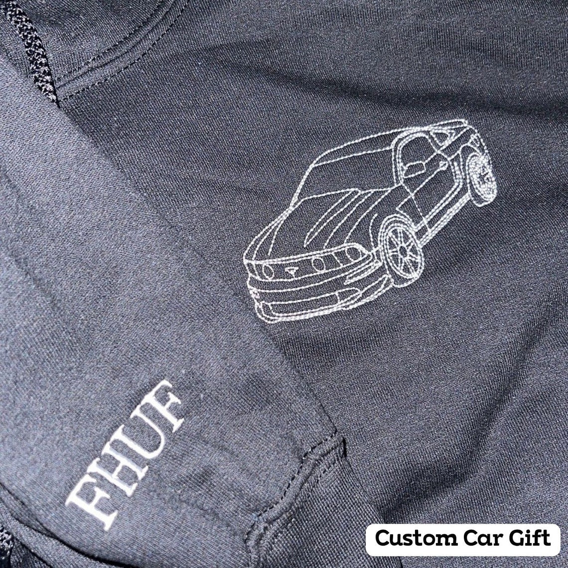 Individuell besticktes Auto-Fahrrad-Umriss-Sweatshirt von Ihrem Foto, passender Hoodie, Valentinstagsgeschenk für Paare