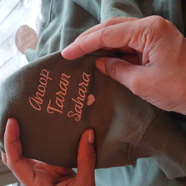Custom Embroidered Mama Sweatshirt with Kids Names on Sleeve Mothers Day Gift for Mom