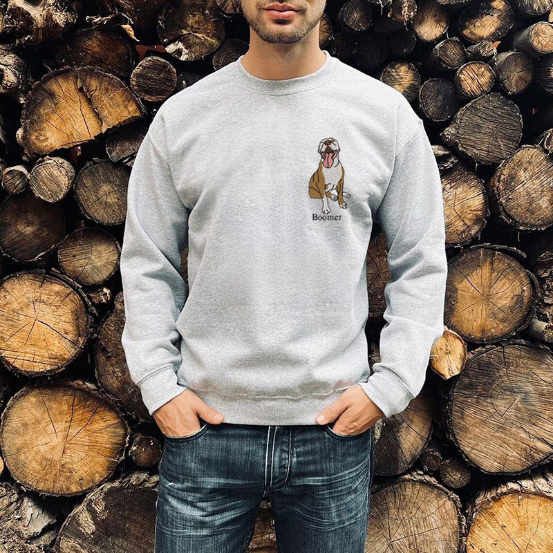 Personalized Dog Dad Sweatshirt Hoodie with Dog Photo and Name Gift For Pet Lovers