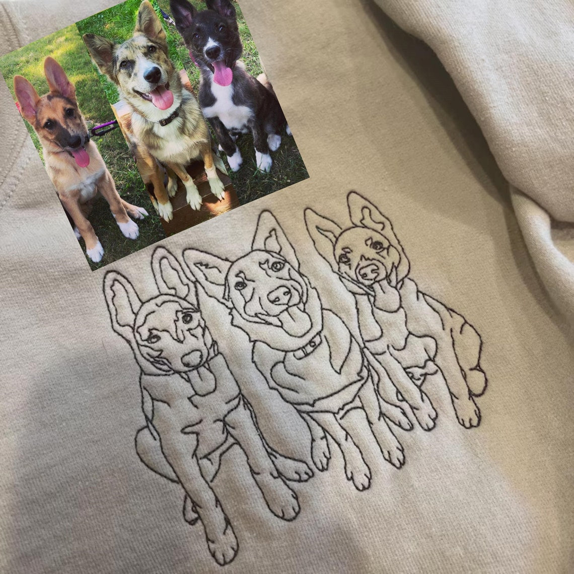 Personalized Embroidered Pet Portrait Line Art Sweatshirt for Pet Lovers