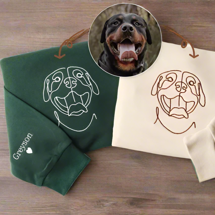 Sudadera con capucha bordada personalizada con retrato de mascota, regalo para dueños de perros y amantes de los gatos.