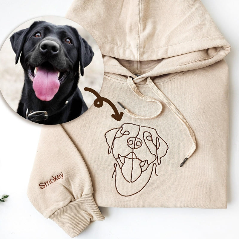 Sudadera con capucha bordada personalizada con retrato de mascota, regalo para dueños de perros y amantes de los gatos.