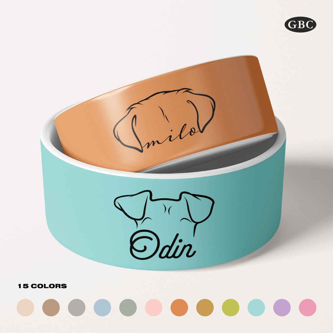 Personalisierter Hundenapf aus Keramik mit Hundeohr und Namen als Geschenk für Tierliebhaber