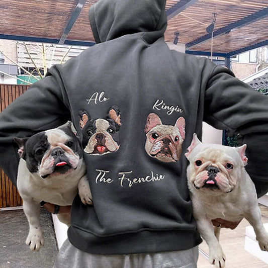 Personalized Embroidered Pet Face and Name Sweatshirt Hoodie for Pet Lovers