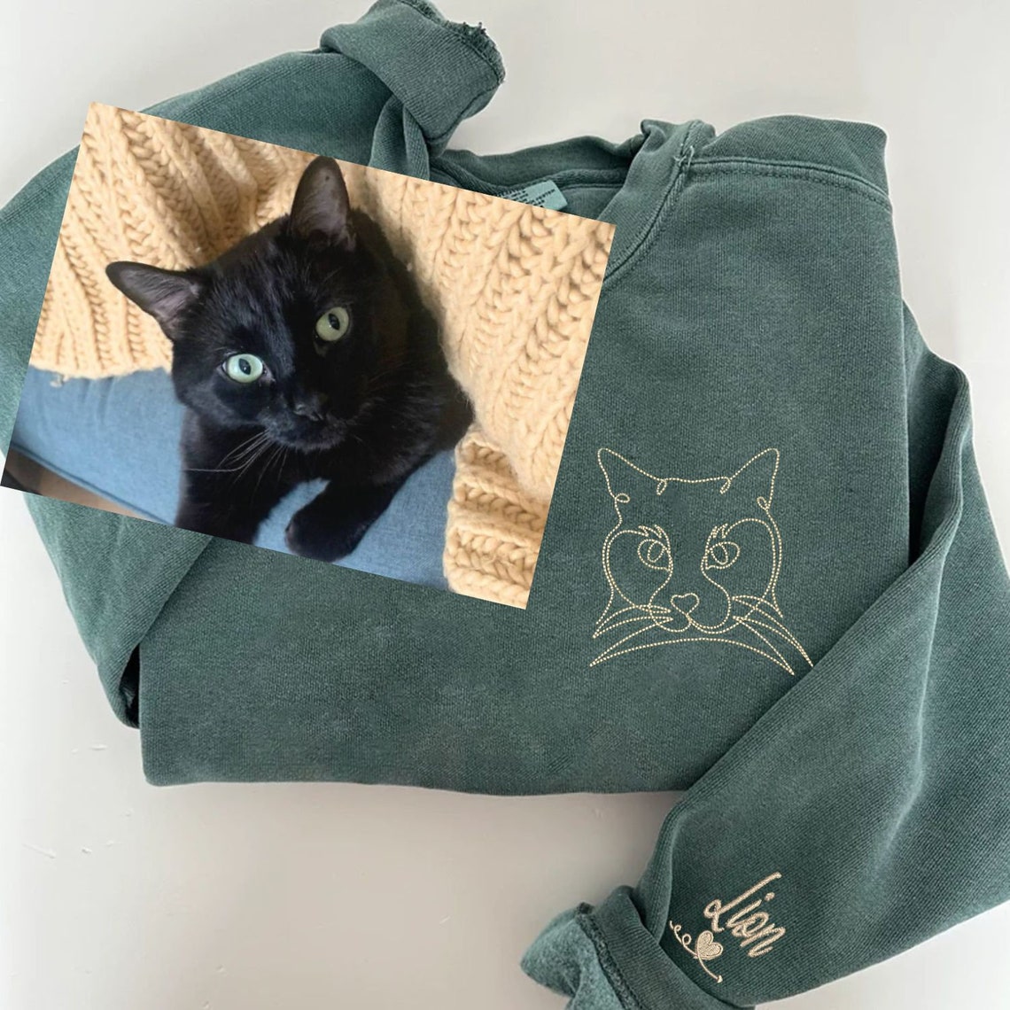 Personalized Embroidered Pet Portrait Line Art Sweatshirt for Pet Lovers