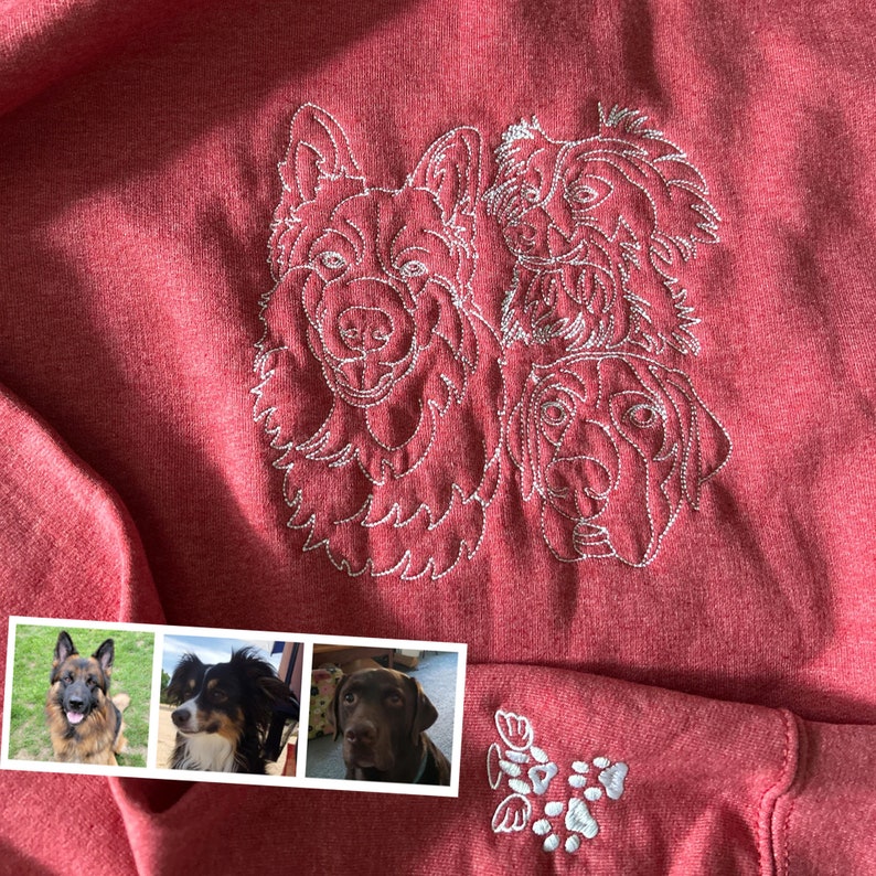 Personalized Embroidered Pet Portrait Line Art Sweatshirt for Pet Lovers