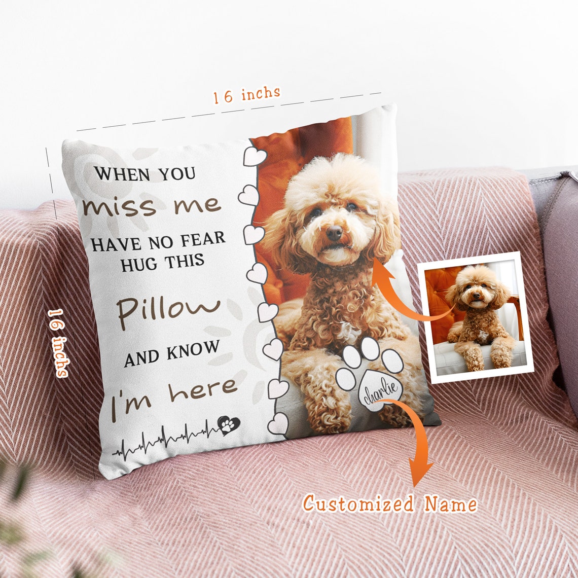 Personalized Dog Memorial Photo Pillow Sympathy Gift For Pet Lovers Christmas Gift for Dog Lovers