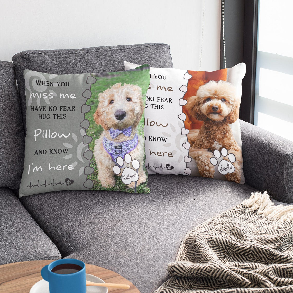 Personalized Dog Memorial Photo Pillow Sympathy Gift For Pet Lovers Christmas Gift for Dog Lovers
