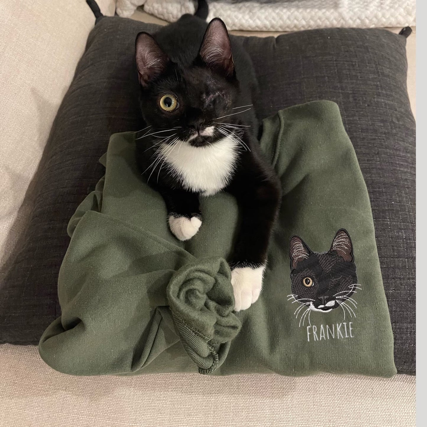 Custom Dog Sweatshirt With Embroidered Pet Face Photo And Name for Pet Memorial Gifts Unique Gifts for Dog Owners