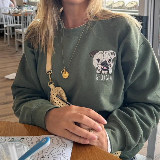 Sudadera personalizada con bordado de cara y nombre de mascota, foto de perro y gato, regalo para amantes de las mascotas