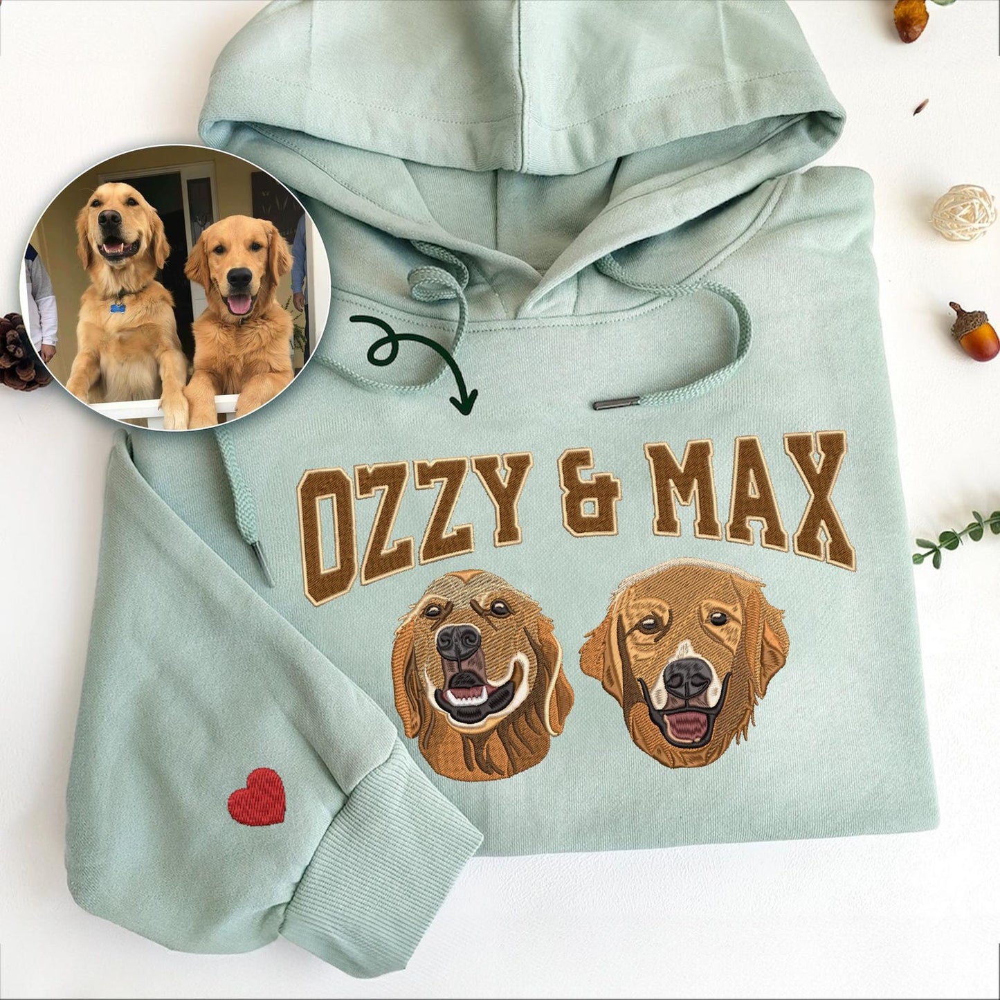 Sudadera personalizada con el nombre y la cara de tu mascota bordada para amantes de las mascotas