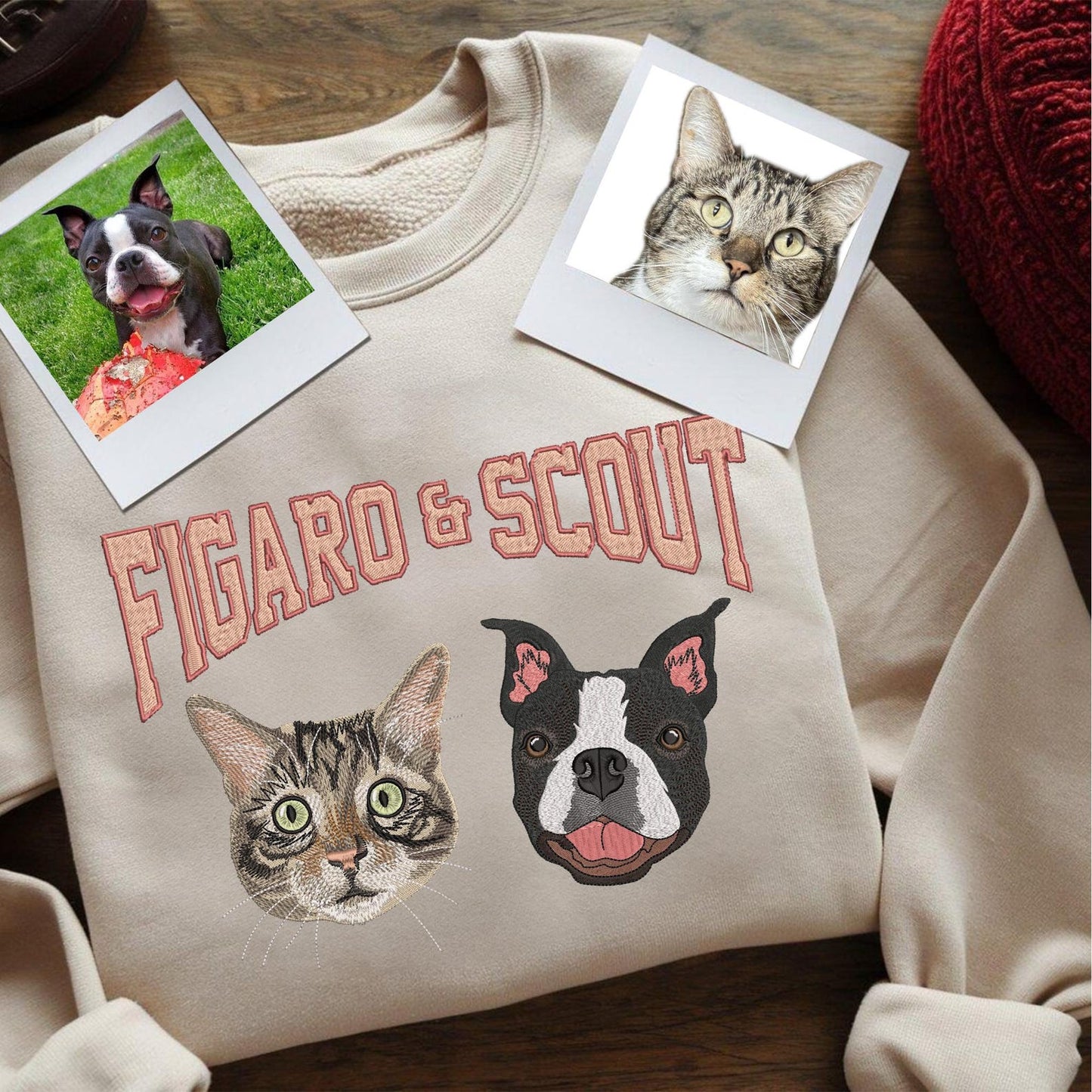 Sudadera personalizada con el nombre y la cara de tu mascota bordada para amantes de las mascotas