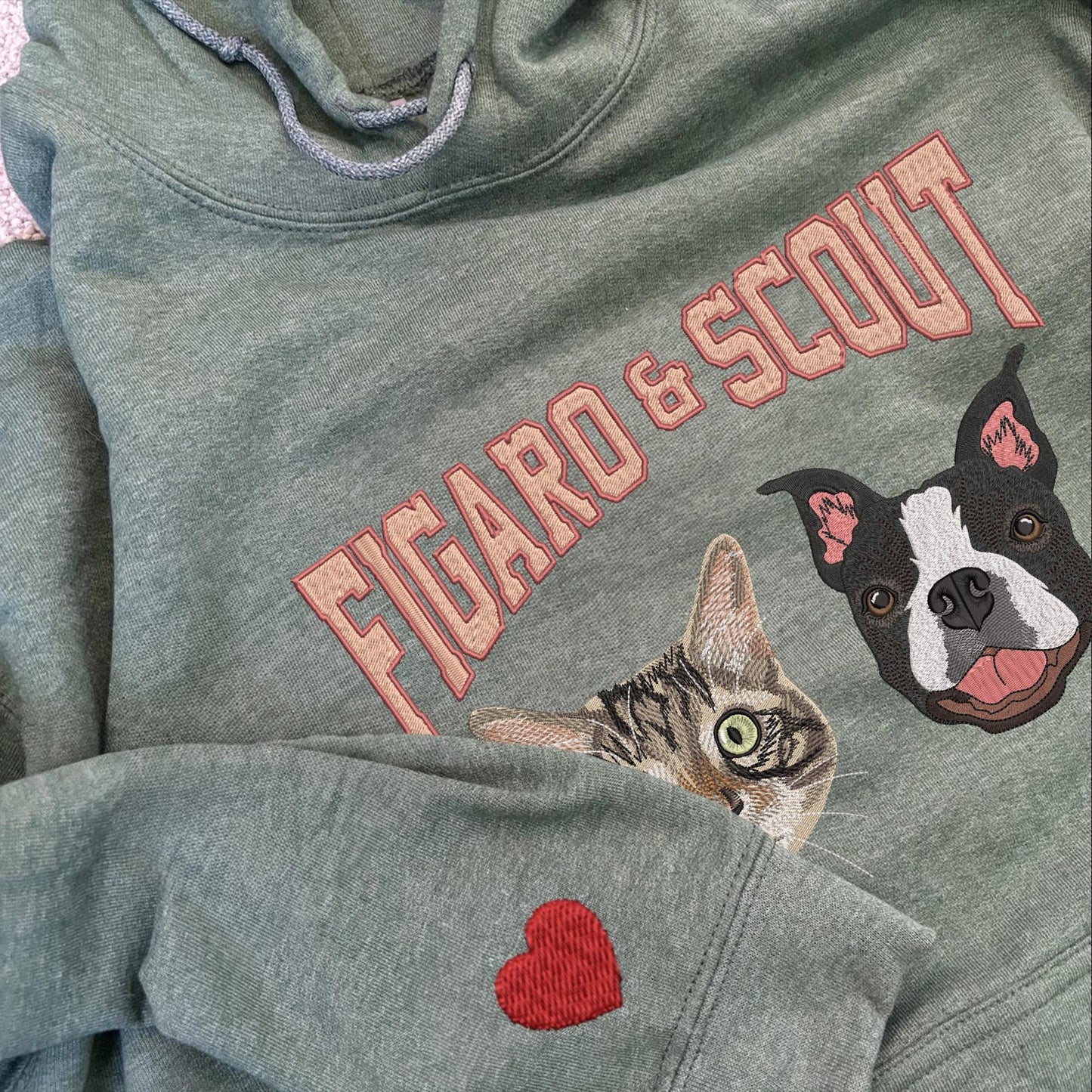 Sudadera personalizada con el nombre y la cara de tu mascota bordada para amantes de las mascotas