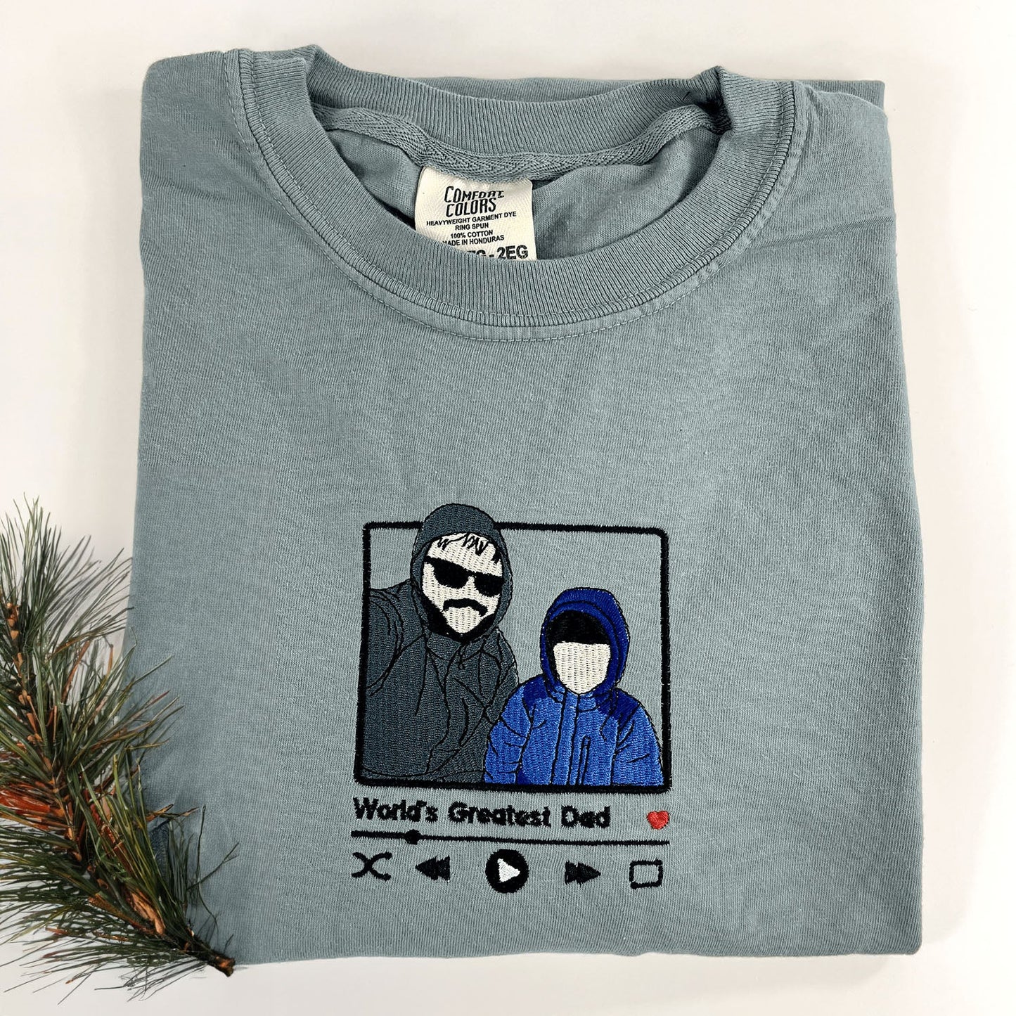 Sudadera bordada personalizada con retrato de reproductor de música, regalo para el día del padre para papá