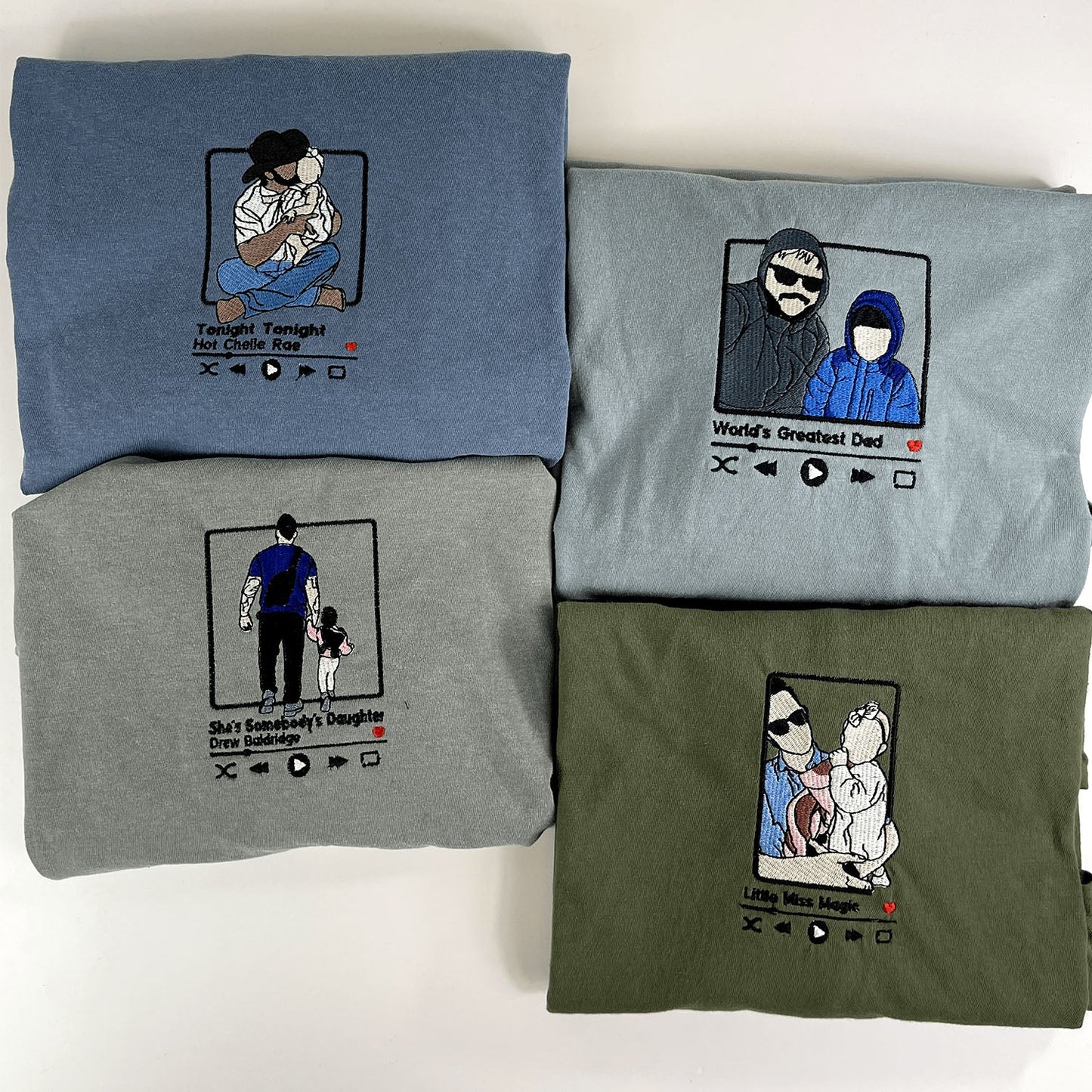 Sudadera bordada personalizada con retrato de reproductor de música, regalo para el día del padre para papá