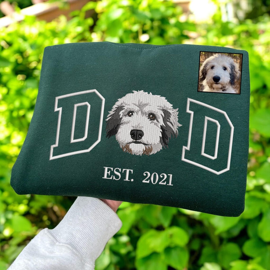 Cara de mascota bordada personalizada y nombre de mascota sudadera retrato de perro bordado cuello redondo regalo amante de las mascotas