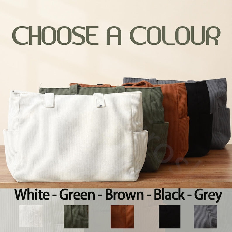 Sac fourre-tout personnalisé avec portrait d'animal brodé – Sac en velours côtelé personnalisé pour les amoureux des chiens et des chats, cadeau de Noël pour maman d'animaux