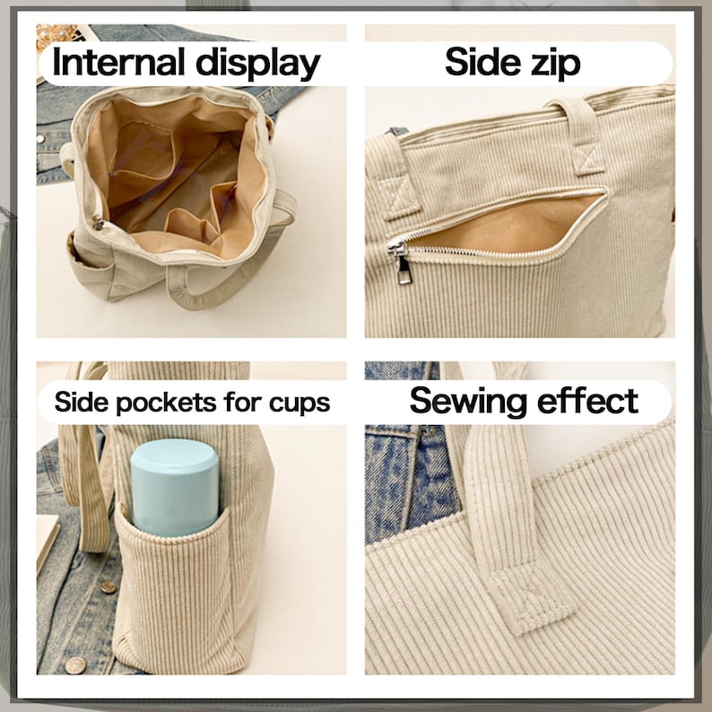 Sac fourre-tout personnalisé avec portrait d'animal brodé – Sac en velours côtelé personnalisé pour les amoureux des chiens et des chats, cadeau de Noël pour maman d'animaux