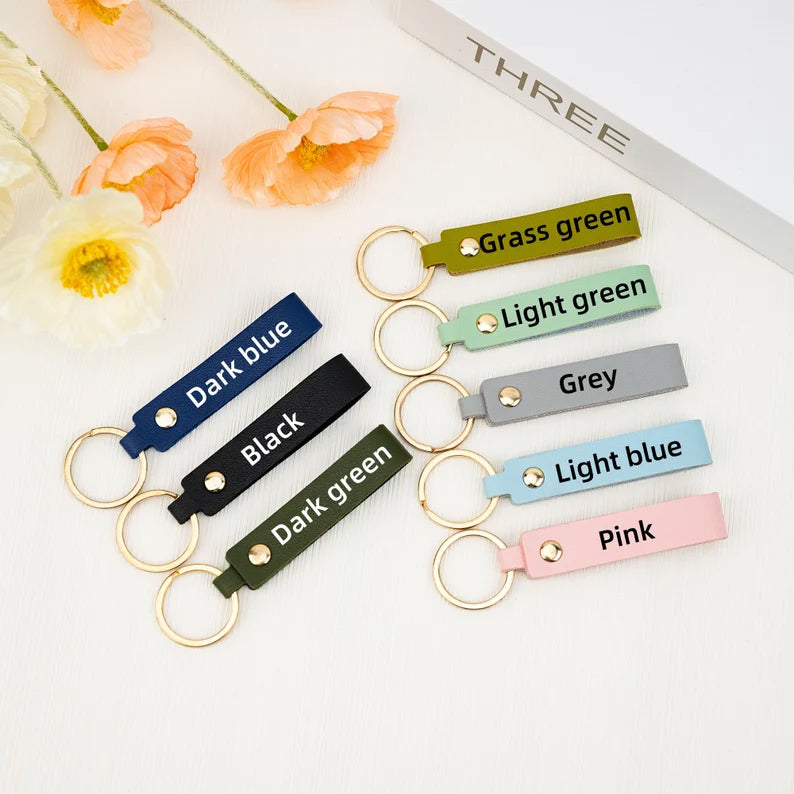 Custom Leather Pet Keychain with Dog Ear & Name – Personalized Gift for Dog Lover
