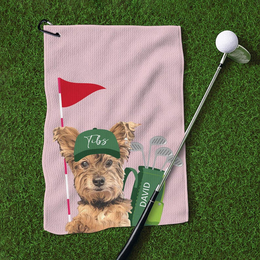 Golfhandtuch mit Haustierfoto, Golfhandtuch mit Hundenamen, Golfgeschenke für Hundeliebhaber und Katzenliebhaber