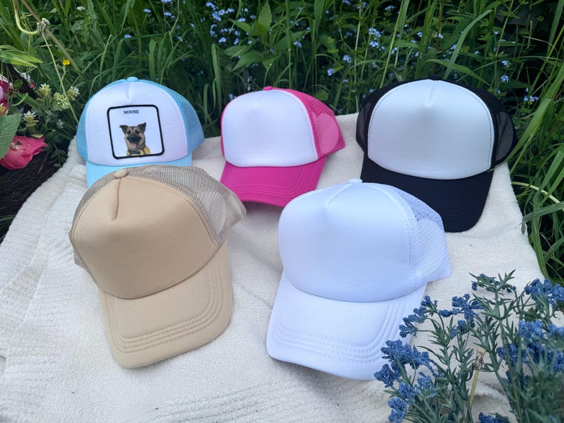 Personalized Pet Foam Trucker Hat | Foam Patch Cap with Photo & Name | Summer Beach Gift for Pet Lovers