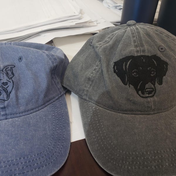 Personalisierte Haustier Ohren Lineart Leder Patch Hut Baseball-Cap für Tierliebhaber