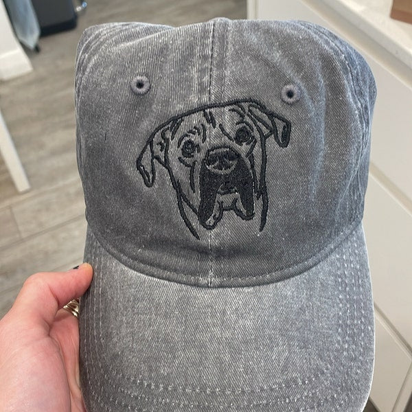 Personalisierte Haustier Ohren Lineart Leder Patch Hut Baseball-Cap für Tierliebhaber