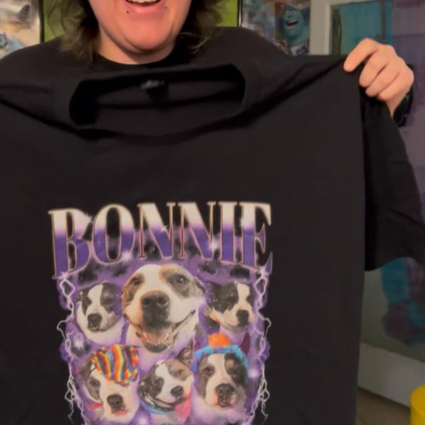 Personalisiertes Vintage-T-Shirt mit Haustierfotos, Geschenk für Tierliebhaber